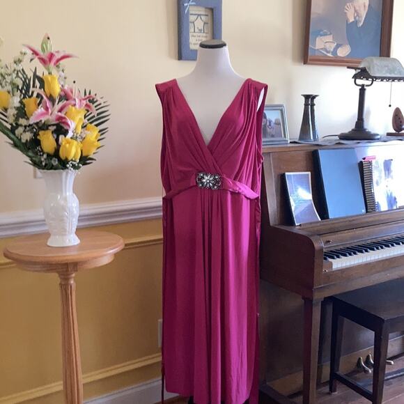 Scarlett Nite Fuschia Stretch Pullover Midi Dress, Size 20W - Picture 6 of 14